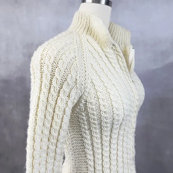 Chunky Cable Knit Sweater Womens S/M‎ Fisherman Handmade Heritage Alpine READ - Image 2
