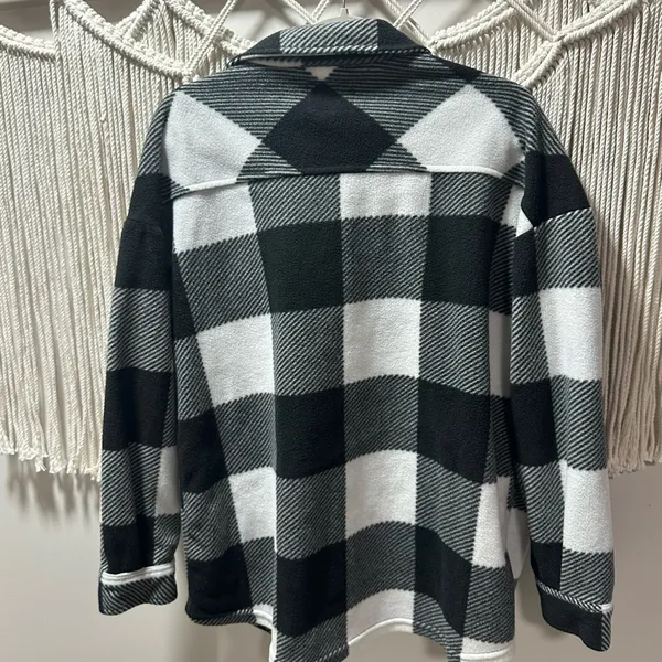 Sanctuary Black & White Plaid Fleece Shacket - Image 5
