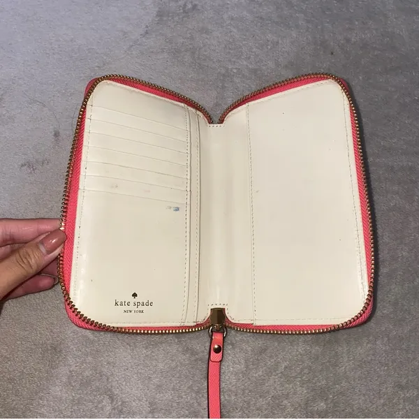 Kate Spade New York Wristlet Pink Wrap Around Zipper Wrist Strap Wallet - Image 5