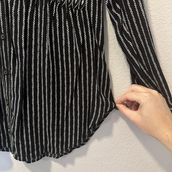 Anthropologie Maeve Size-8‎ Tunic Top Calia Black Geometric Stripe Buttondown - Image 12