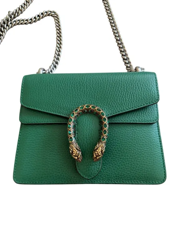 GUCCI Dionysus Emerald Green Leather Mini Crossbody Bag - Image 11