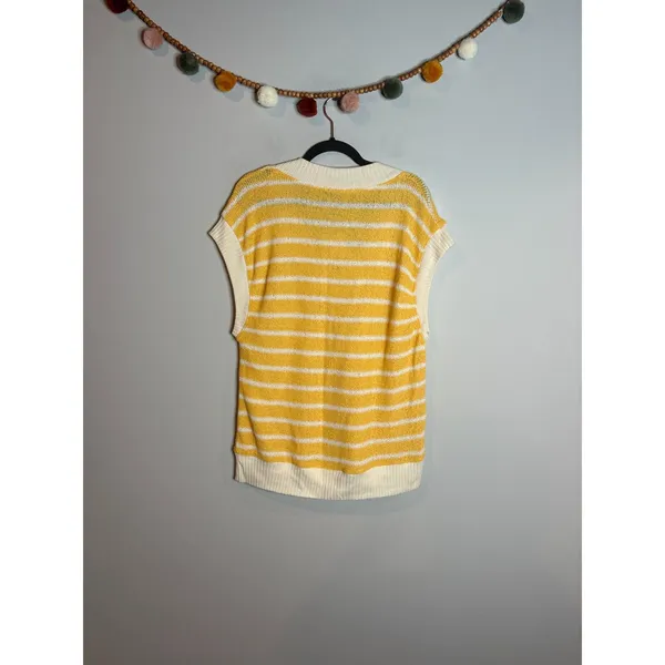 NWT Zara yellow and cream oversized sweater vest - Image 3