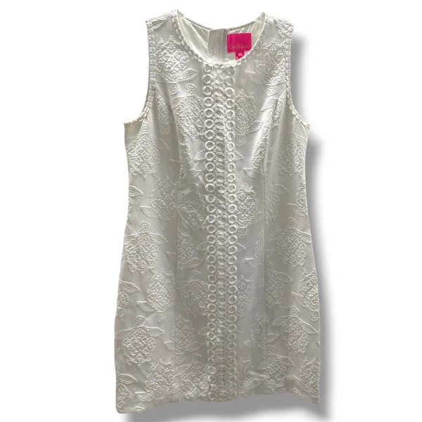 Lilly Pulitzer Mila Stretch Shift‎ Dress Resort White Turtle Pucker Jacquard 10 - Image 2