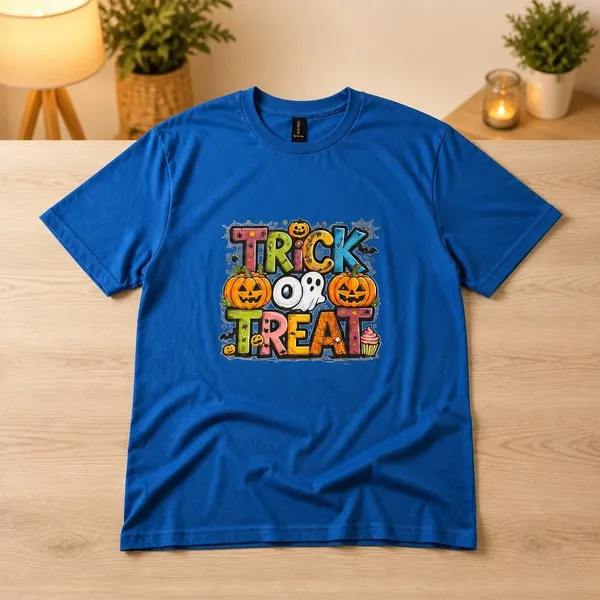 Gildan Halloween Theme- Unisex 100% Heavy Duty Cotton Sapphire Blue T Shirt XL - Image 2