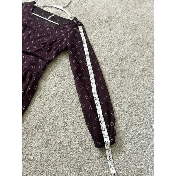 Free People Baby Dee Dress Maroon A Line Burgundy XS Retro‎ Geometric - Image 7