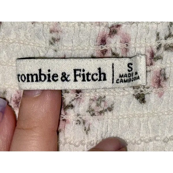 Abercrombie & Fitch White Pink Green Floral Smocked Bodysuit Top Womens Size S - Image 4