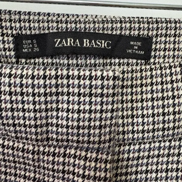 Zara Basic Houndstooth Black White Pants Ruffle Pockets Size‎ Small - Image 5