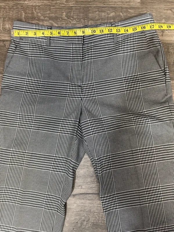 LOFT The Riviera Slim Plaid Ankle Pants Black White Size 10 - Image 6
