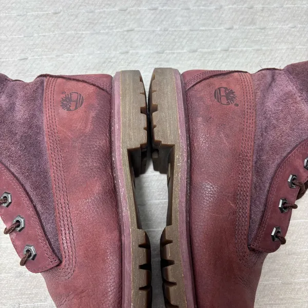 Timberland‎ Premium Dark Red Burgundy Nubuck Waterproof Classic Boots Womens 9.5 - Image 10