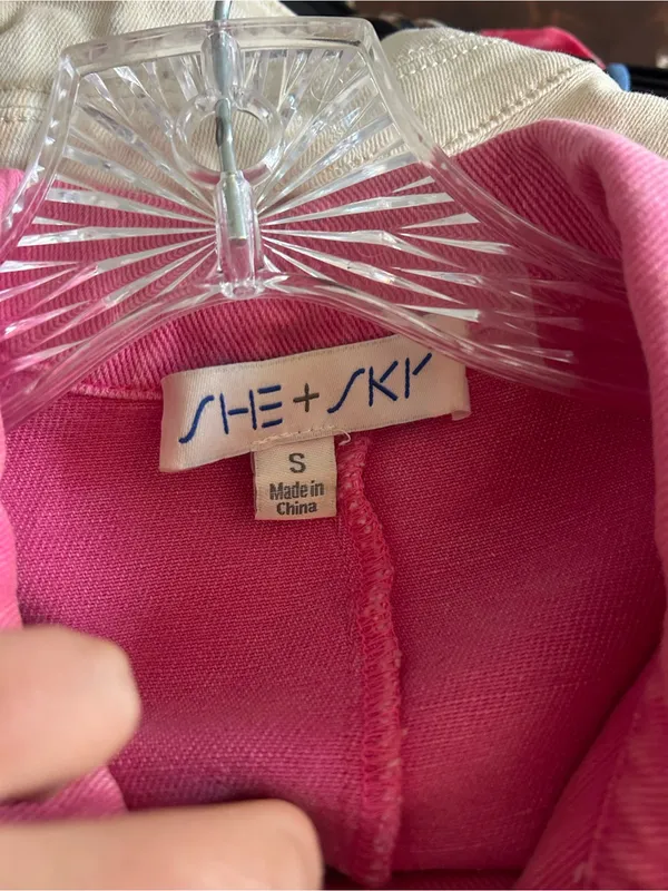 She + Sky Bright Pink Short Sleeve Romper - Image 2