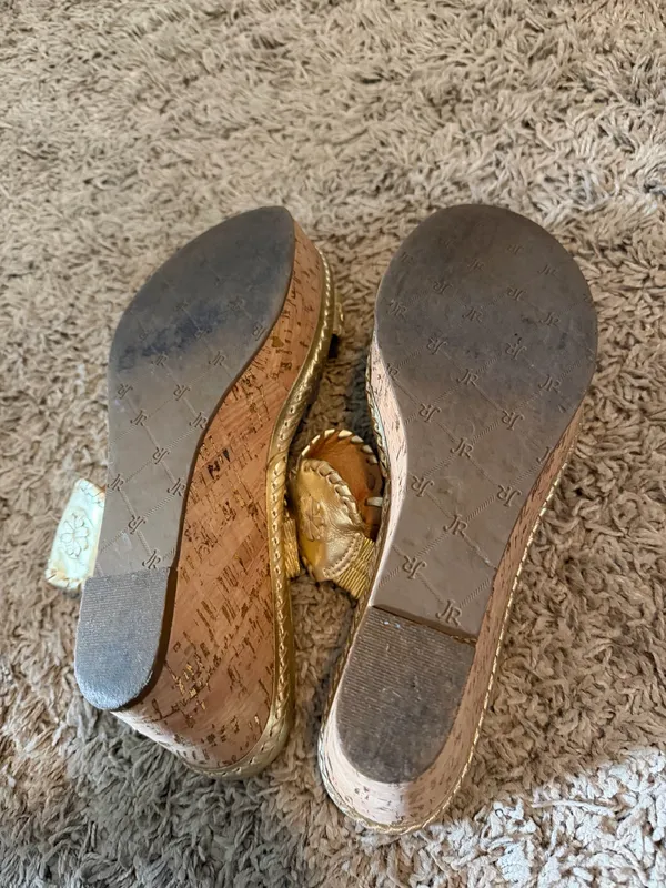Jack Rogers Gold Wedge Sandals - Image 3