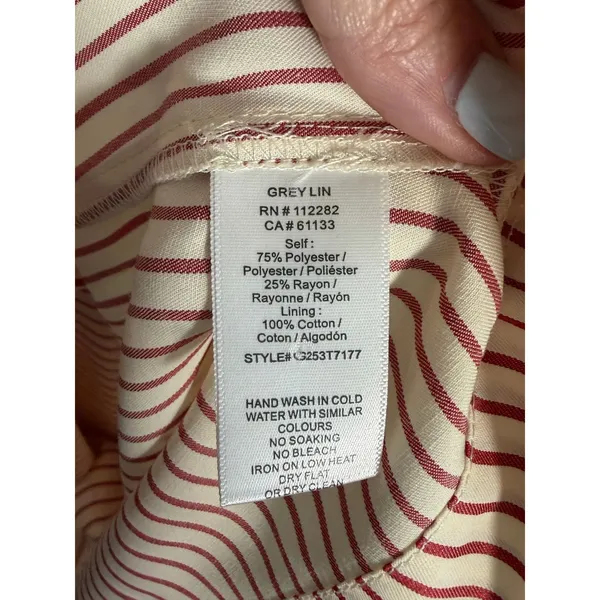 Greylin Red and cream Striped Button down top size small - Image 7