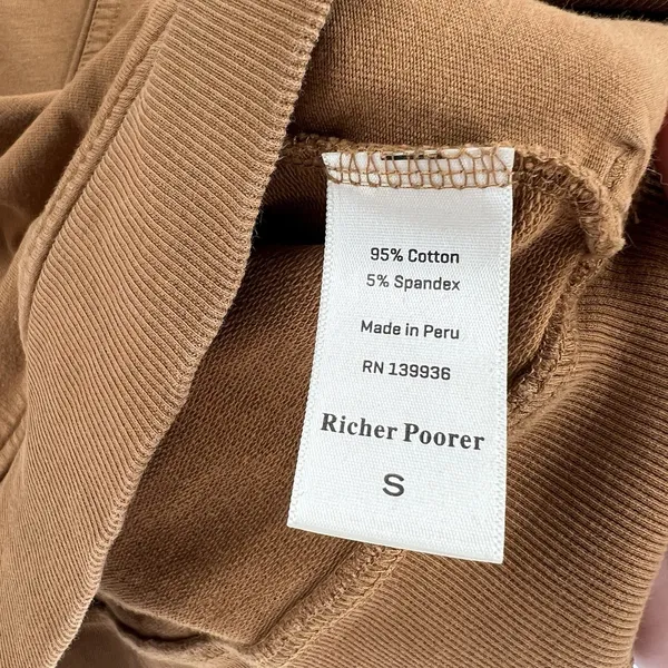 Richer Poorer‎ Terry Half Zip Pullover in Woodgrain Tan Brown Women's Size Small - Image 10