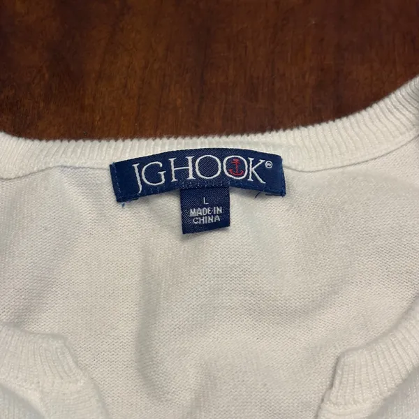 J.G. Hook Cardigan Sweater Womens L White Floral Embroidered Button Front Knit - Image 2