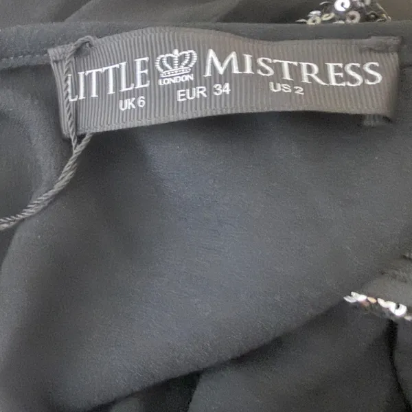 Little Mistress London Dress Women Size US 2 Black Sequin Pleated Midaxi Formal - Image 6