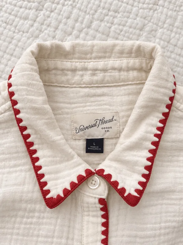 Universal Thread Women’s Cream Gauze Button-Down Shirt – Size L - Image 5