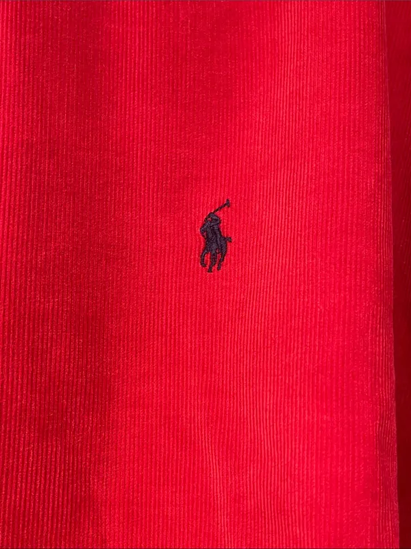 Ralph Lauren Bright Red Corduroy Button-Down Shirt cut off and hemmed size L - Image 5