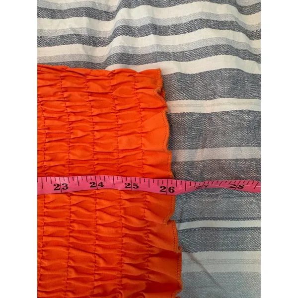 Chic‎ Me Orange Smocked Tie Shoulder Mini Dress Small Festival Beach Vacation - Image 8