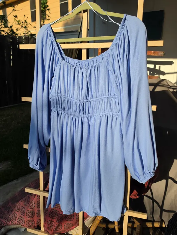 Old Navy Baby Blue Long Sleeve Dress Medium - Image 10