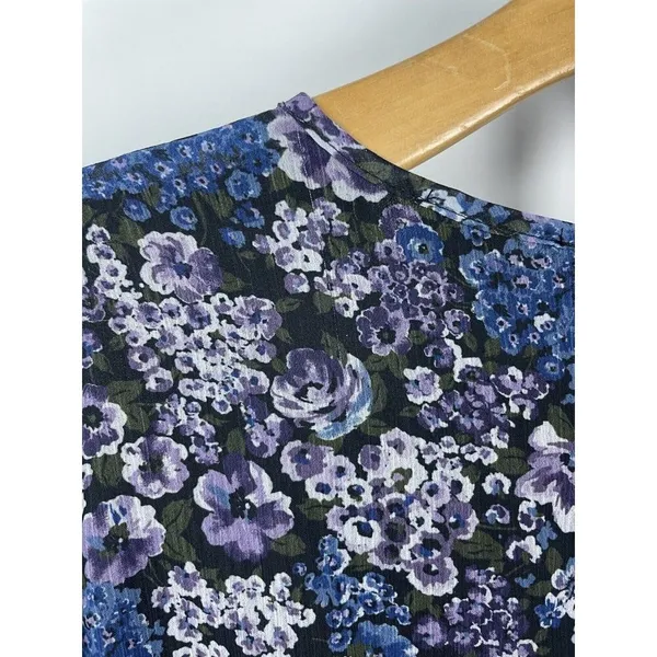 Vici Blue Purple Black Floral Ruched Long Sleeve Chiffon Mini Dress Size L‎ - Image 8