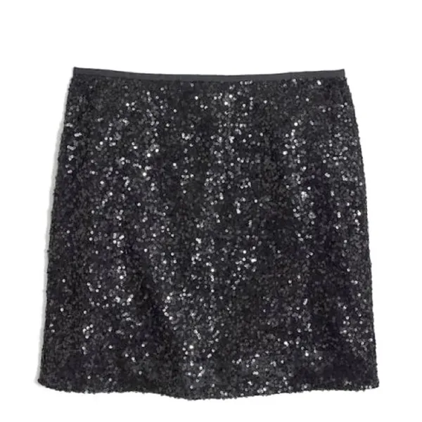 J.Crew Sequin Mini Skirt Size 6 Black Iridescent Party Holiday - Image 2