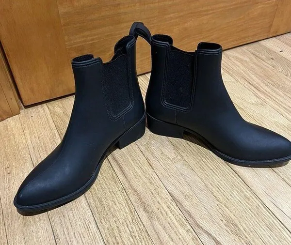 Anthropologie Jeffrey Campbell Black Cloudy Waterproof Chelsea Platform Boots 9 - Image 3