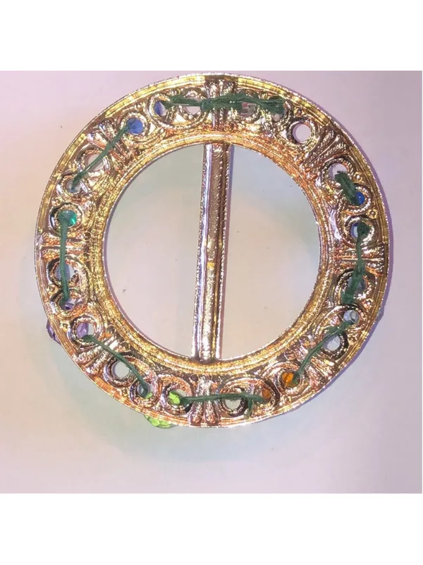 Multicolor Beaded Circular Boho Belt Buckle Blue - Image 4
