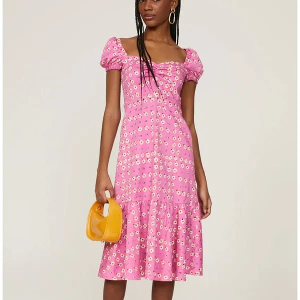 Autumn Adeigbo Pink Peasant Dress SIZE 8 Daisy Cotton Cottage USA Designer $525 - Image 2
