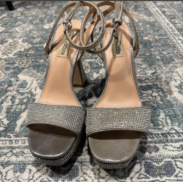 Steve Madden Womens Lashed Rhinestone Open Toe Slingback platform heels - Image 3