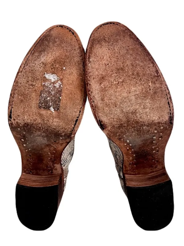 Freebird ‘Sadie’ Beige Snakeskin Embossed Leather Heeled Oxfords, Size 8 - Image 10