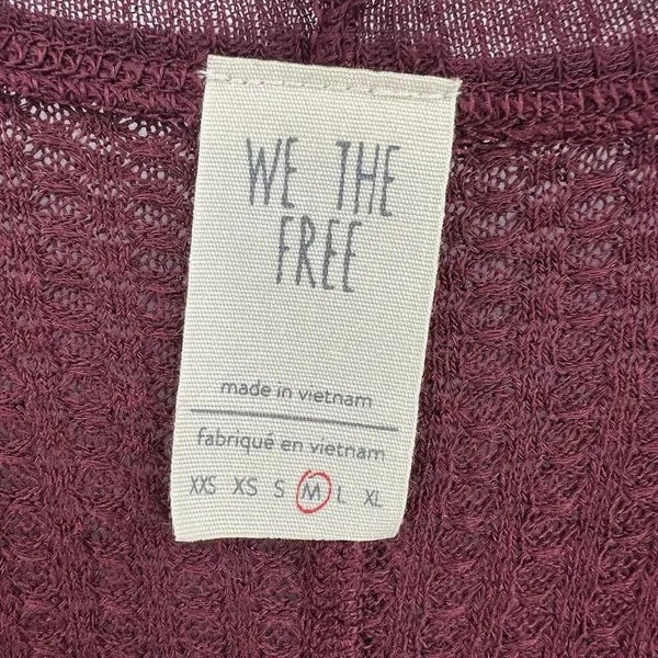 We The Free People Laguna Waffle Knit Top Burgundy Red‎ Long Sleeves Size Medium - Image 9