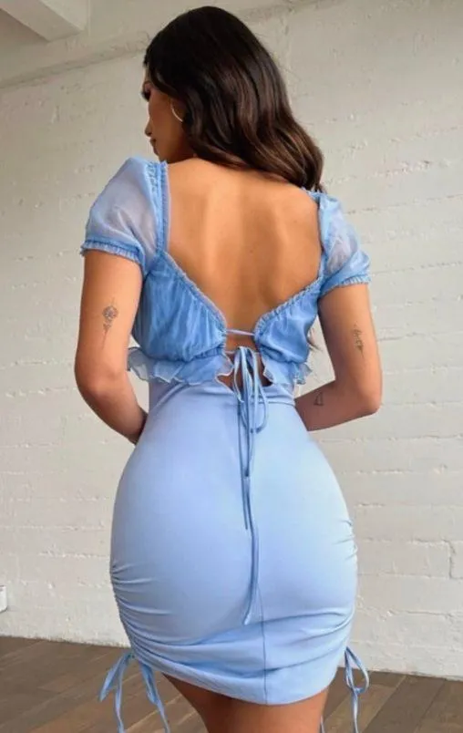 Tiger Mist Blue Cut Out Dress - Image 3