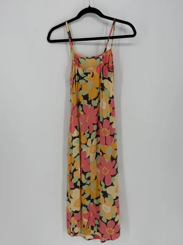 Billabong Floral Tropical Slip Maxi Dress Side Slit 100% Viscose Women's Small P - Image 4