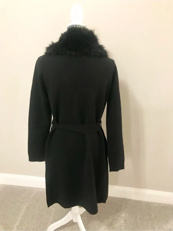 NWT Edessa Faux-Fur Trim Wrap sweater Coat - Image 4