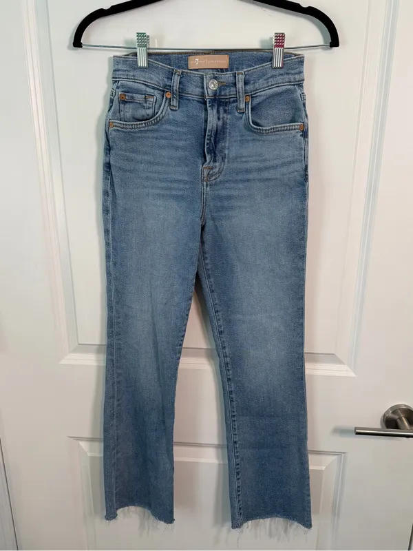 7 For All Mankind Slim Kick High-Rise Cropped Jeans Size 24 Preppy Coastal - Image 2