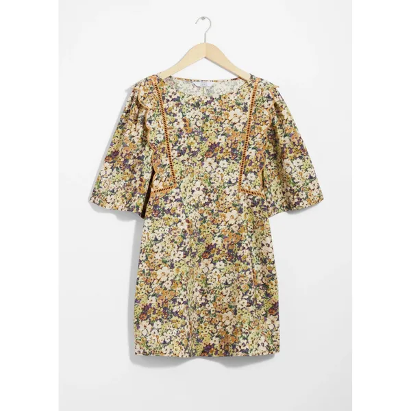 NWT‎ & Other Stories Scalloped Mini Dress Sz XS Floral Cottage Romantic Feminine - Image 16