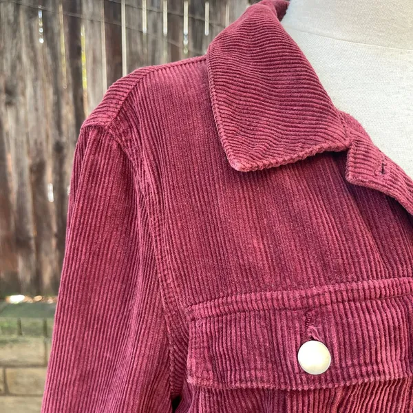 Topshop Burgundy Corduroy Belted shirt dress coat grunge fall streetwear casual - Image 4