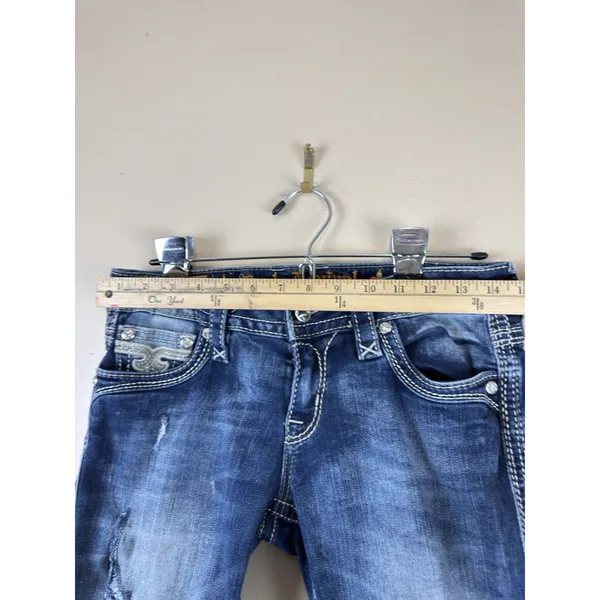 Rock Revival Jeans Womens 27 Effie Boot Cut Low Rise Rhinestone Flap Pockets - Image 13