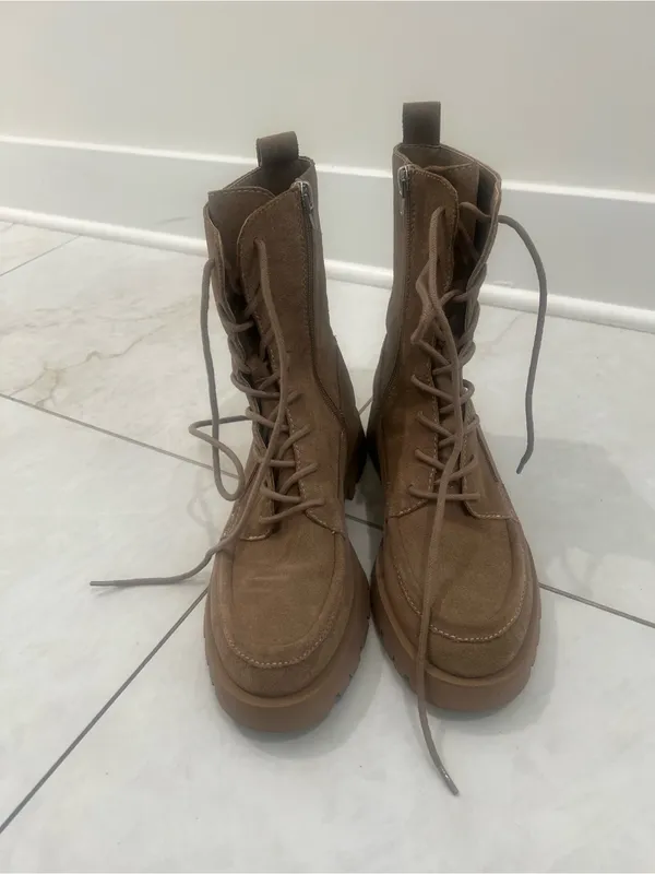 Dolce Vita Tan Suede Combat Boots Size 8.5 US - Image 2