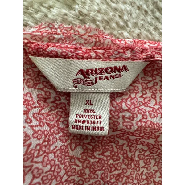 Arizona Jeans Sheer Mesh Floral Peplum Cami Top Size XL Red White Blue - Image 6