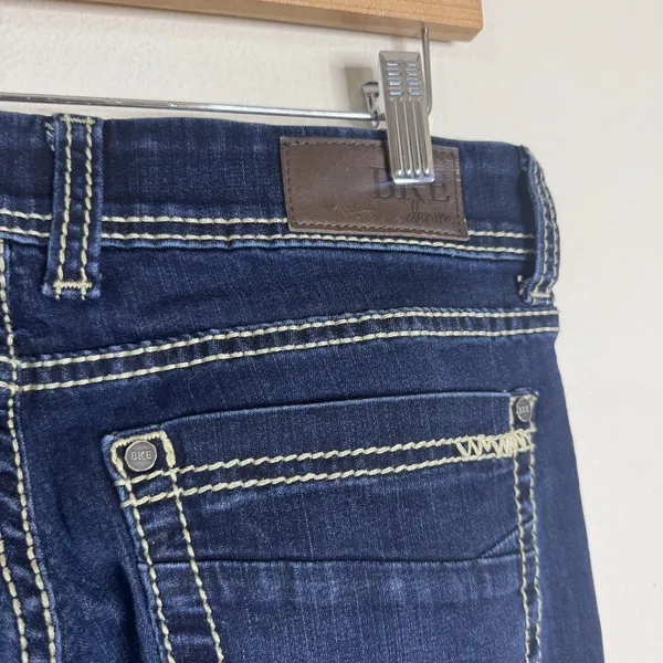 BKE Denim Stella Jeans Womens 28L Dark Wash Blue Bootcut Stretch Contrast Stitch - Image 11