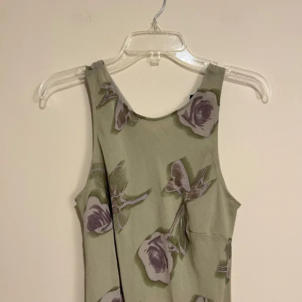 Wild Fable Dress Sleeveless Tank‎ Green Purple Floral Chiffon High Neck Small - Image 3