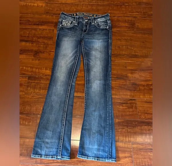 Rock Revival Bliss Dark Indigo Bootcut Jeans are a size 27. - Image 4