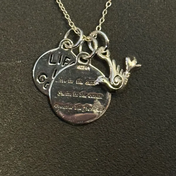 Life is Good 925 silver inspirational layered charm pendant necklace - Image 2