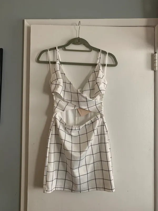 Revolve New Cut Out White Mini Wrap Dress - Image 4