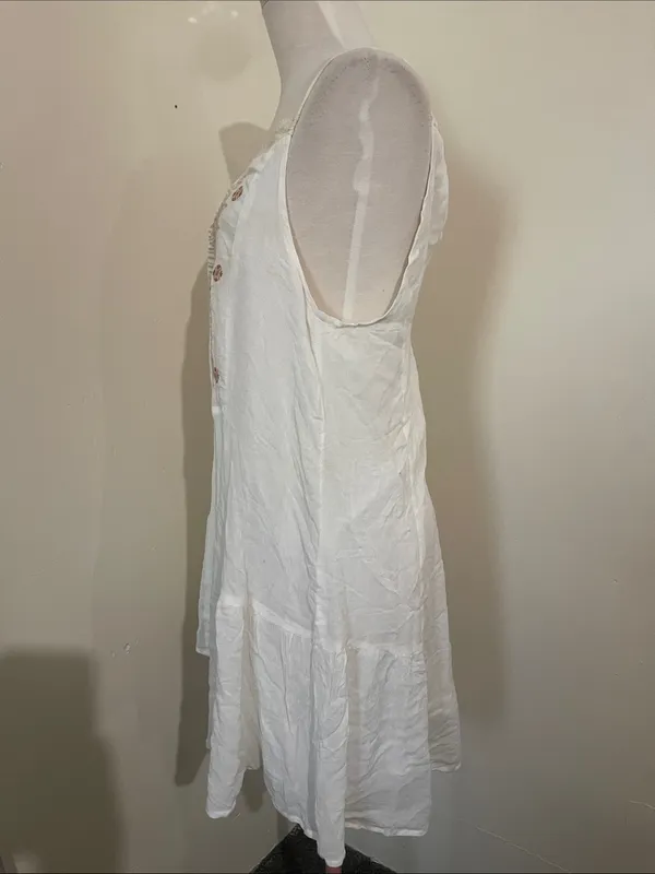 Miss Me White Mini lined summer Dress with Rust Embroidered Front - Image 3