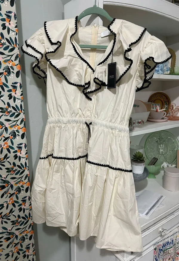 & Other Stories Cream and black dress - Image 2