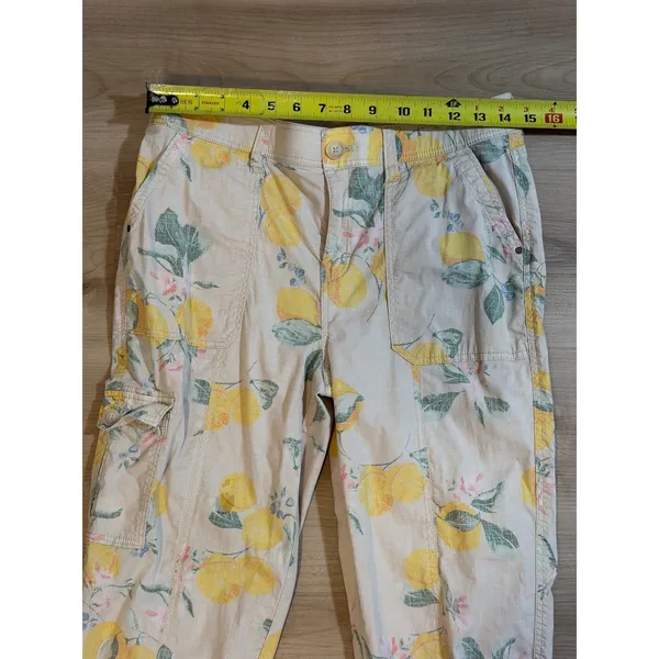 Chico's So Slimming Lemon Print Crop Cargo Pants 4 S Women Fruit Floral Casual - Image 11