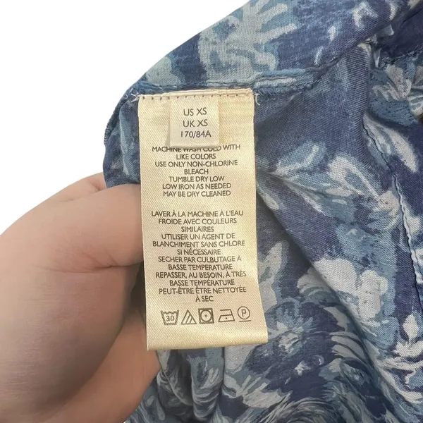 Free People Cool Meadow Printed Top Denim Combo‎ Blue Floral Size XS - Image 14