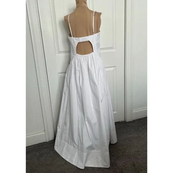 Madewell $148 White Poplin Seamed Maxi Dress Open Back Adjustable Straps Size 6 - Image 8